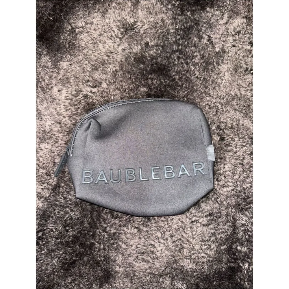 BaubleBar Heather Gray Neoprene Take It Away Storage Pouch Travel Cosmetic Bag